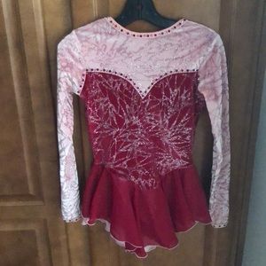 Red and pink figure skating dress